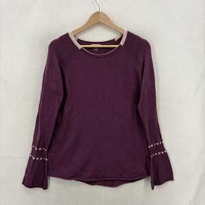Smartwool Sweater Womens Medium Purple Wool Crew Neck Bell Sleeve Lightweight